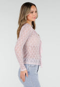Lichtroze Kanten Top met Ruches en Stretch