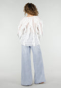 Witte Chiffon Blouse met Ruffles en Lange Mouwen