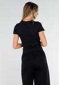 Zwart Sport T-Shirt met Korte Mouwen en Stretch