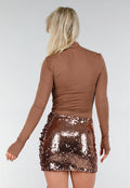 Bruin Bronzen Pailletten Rok Set met Top