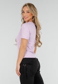 Lila Basic Stretch Top met Loose Fit