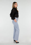 Zwarte Chiffon Blouse met Ruches