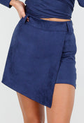 Donkerblauw Suède Look  Skort met Riemlusjes