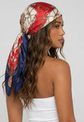 Rode Bandana met Barokprint en Blauw Accent