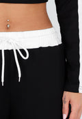 Zwarte Contrast Two Piece Set met Wide Leg Broek
