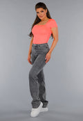 Coral Stretch Shirt met Vierkante Hals en Korte Mouwen