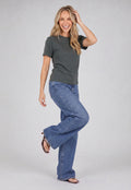 Grijs Basic T-Shirt met Lichte Stretch
