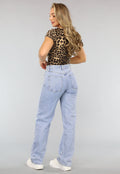 Korte Mouwen T-Shirt met Luipaard Print