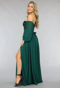 Groene Longsleeve Galajurk met Pailletten met Split