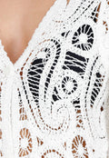 Wit Gehaakte Cover Up met See Through Patroon