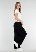 Zwarte Barrel Fleece Joggingbroek met Stretch
