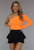 Neon Oranje Top met One Shoulder
