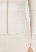 Beige Sportset met Cargolegging en Rits Top Dames