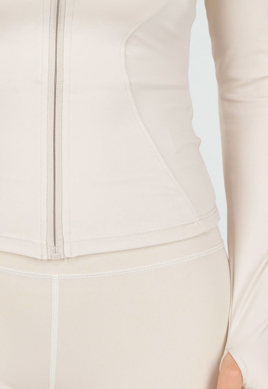Beige Sportset met Cargolegging en Rits Top Dames