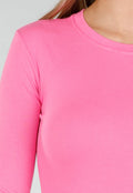 Neon Roze Body met Lange Mouwen en Stretch