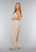 Beige Shimmer Top met Enkele Mouw