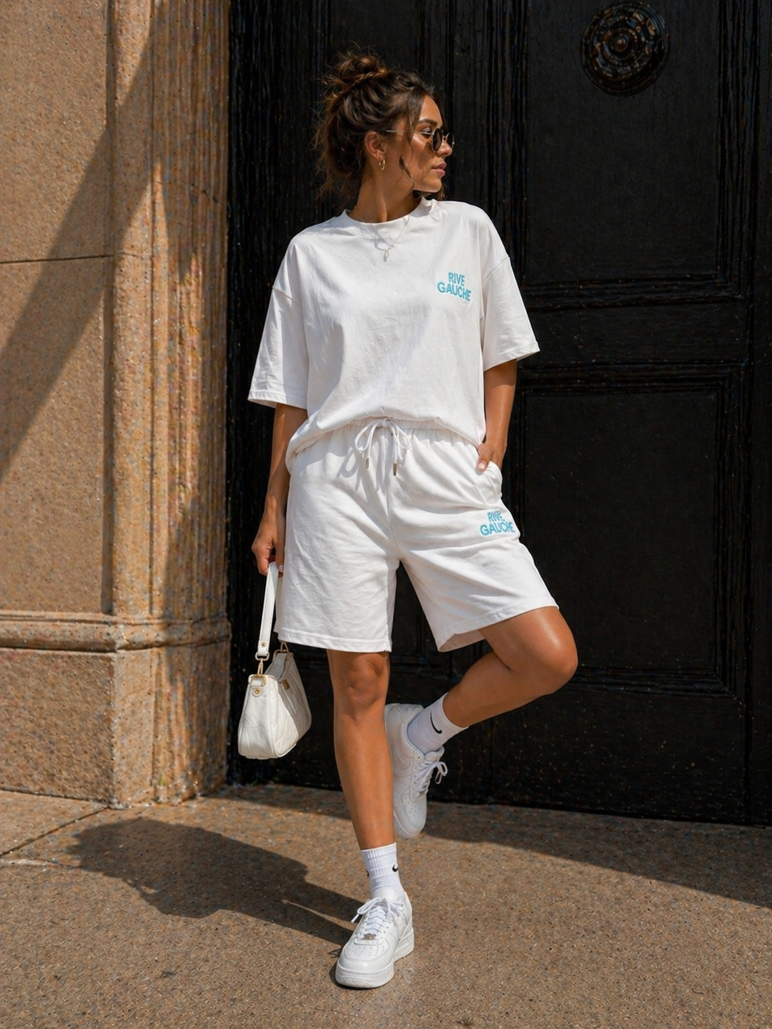 Witte Two Piece Set met T-Shirt en Shorts