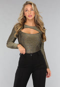Gouden Glitter Body met Uitsnede