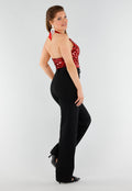 Rood Pailletten Halter Top met Open Rug