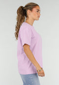 Lila Basic T-Shirt met Ronde Hals en Korte Mouwen