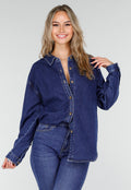 Redial Jeans  Donkerblauw Denim Overhemd met Oversized Pasvorm en Knoopsluiting