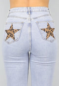 Rechte Jeans met Panterprint Sterren