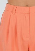 Coral Plooi Short met Elastische Tailleband