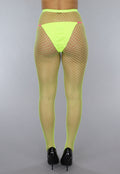 Neon Gele Basic Panty met Medium Fishnet