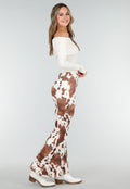 Koeienprint Flared Broek Bruin