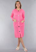 Lang Roze Gebreid Vest met Statement Knopen