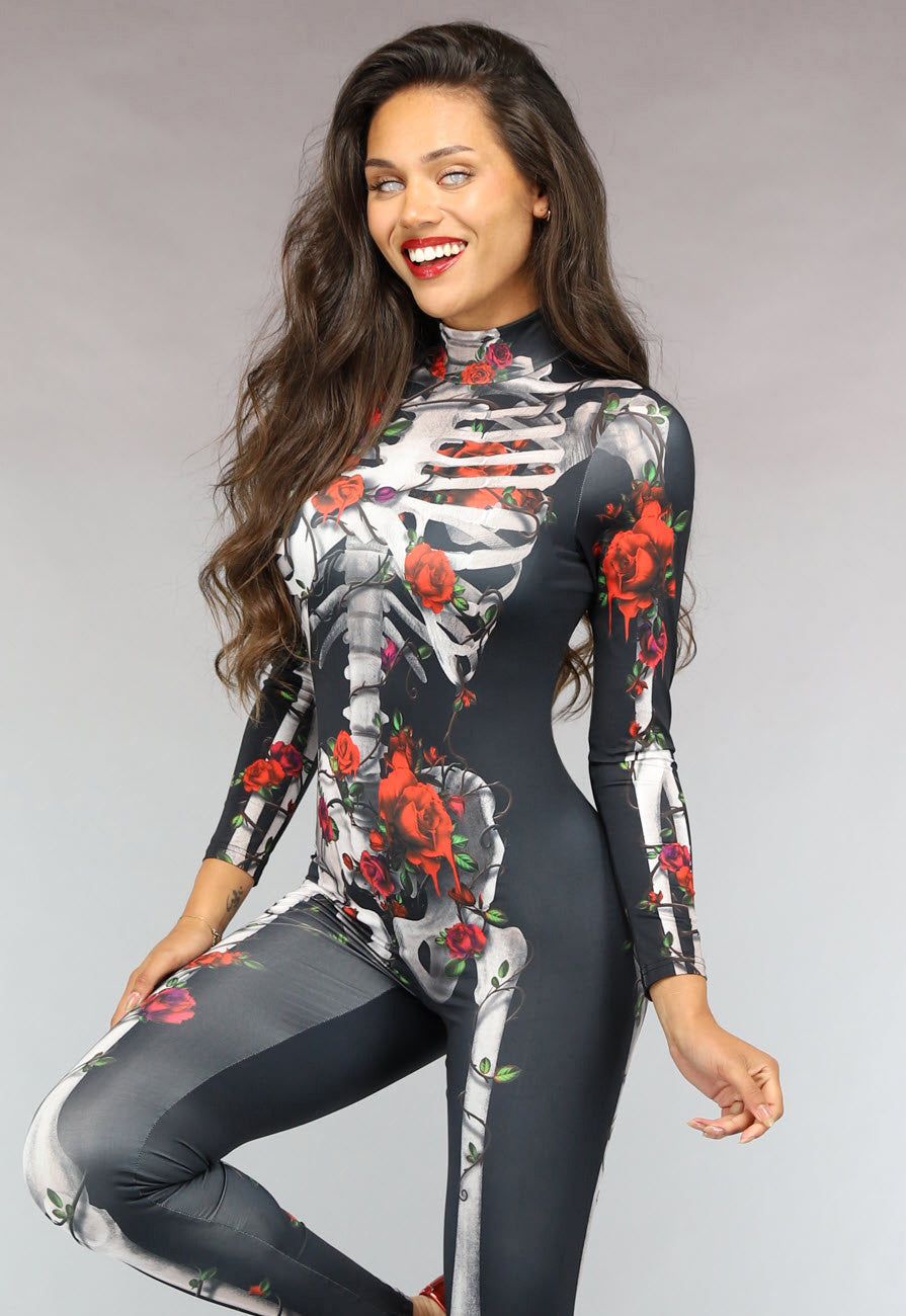 Skeletten Jumpsuit met Rozen
