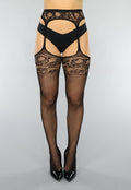 Trendy Panty met Jarretel-Look Zwart