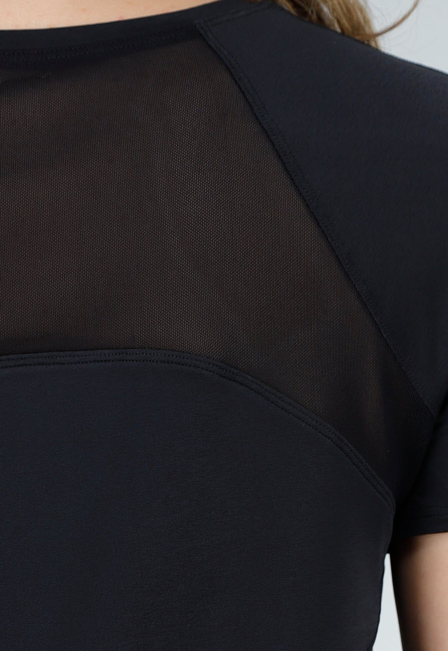Zwart Sport T-shirt met Mesh en Gekruiste Rug