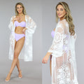 Strand Kimono Kant Wit met Kanten Details