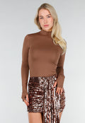 Bruin Bronzen Pailletten Rok Set met Top