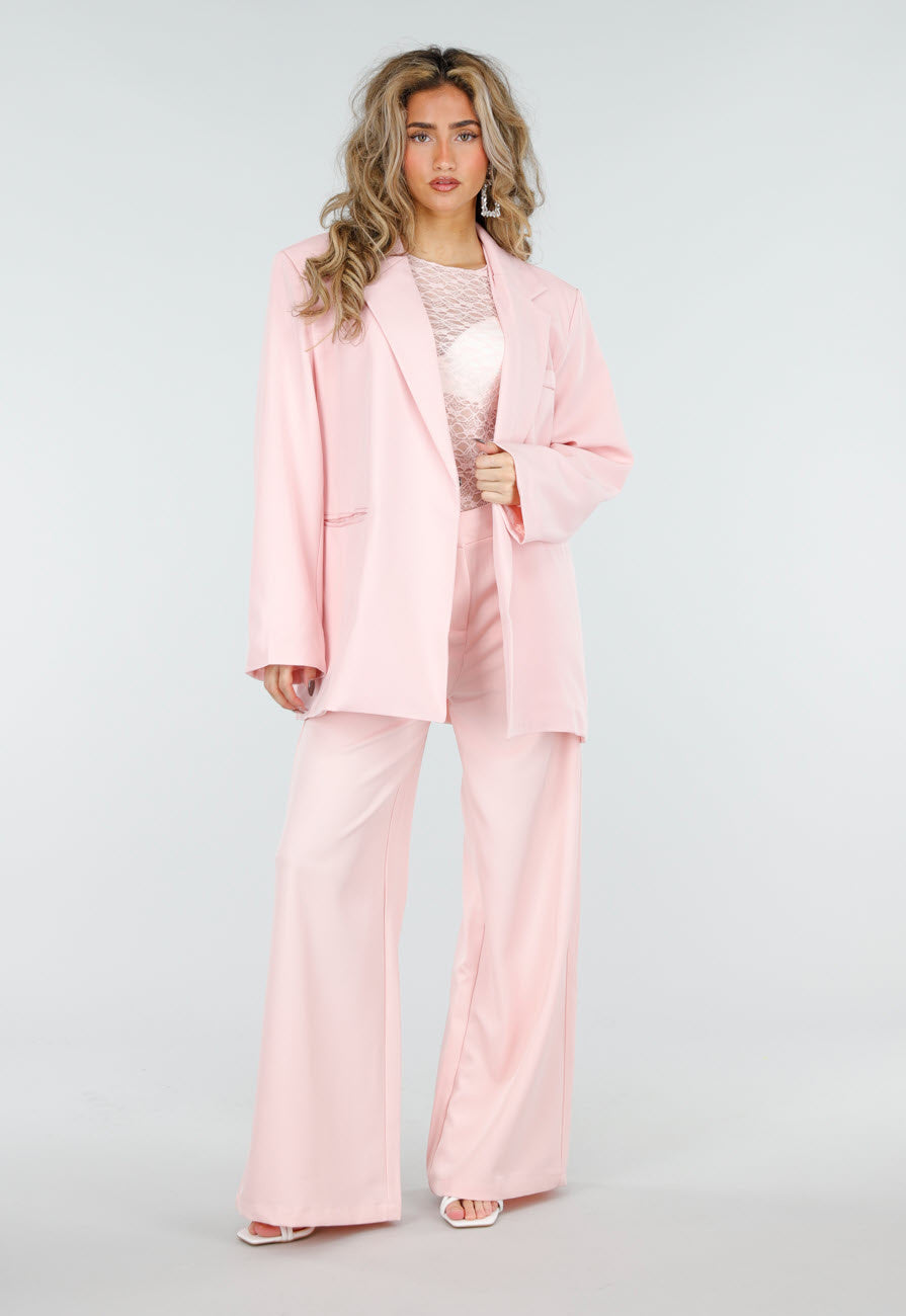 Lichtroze Oversized Asymmetrische Blazer