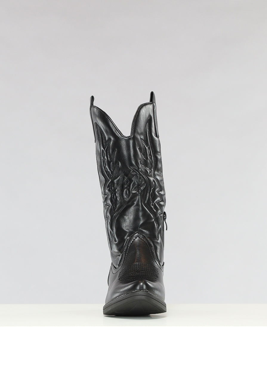 Zwarte Lederlook Cowboylaarzen