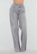 Grijze Wide Leg Tall Jeans met Gewassen Denim Wassing