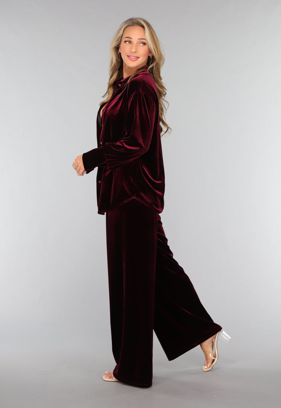 Burgundy Velours Two Piece