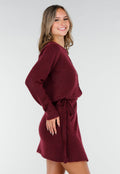 Bordeauxrood Gebreid Vest met Lange Mouwen en Knopen