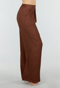 Petite High Waist Bruine Linnen Look Broek met Tailleband