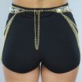 Gouden Waist Body Chain met Grote Strass Stenen