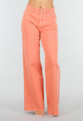 Oranje Denim Wide Leg Jeans met Hoge Taille en Stretch