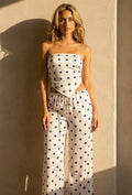 Witte Polkadot Set met Bandeau Top En Wijde Broek