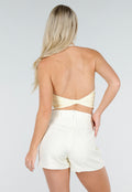Butter Yellow Haltertop met Padded Cups en Open Rug