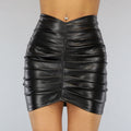 Geplooide Lederlook Rok