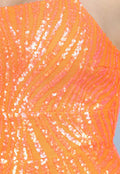 Oranje Pailletten Bodycon Jurk met Veterdetail