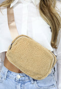 Faux Fur Beige Fanny Pack