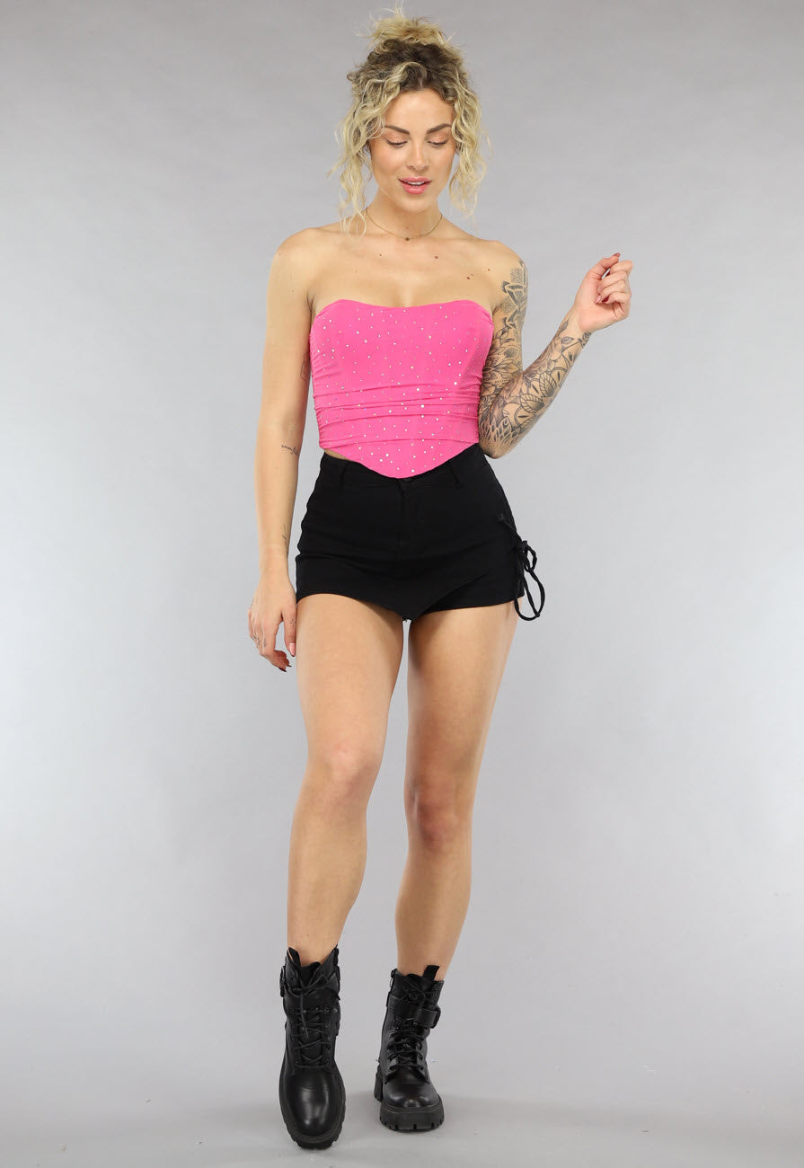 Fuchsia Korset Top met Glitters