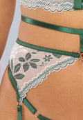 Groene Kanten Lingerie Set met Bloemen Patroon